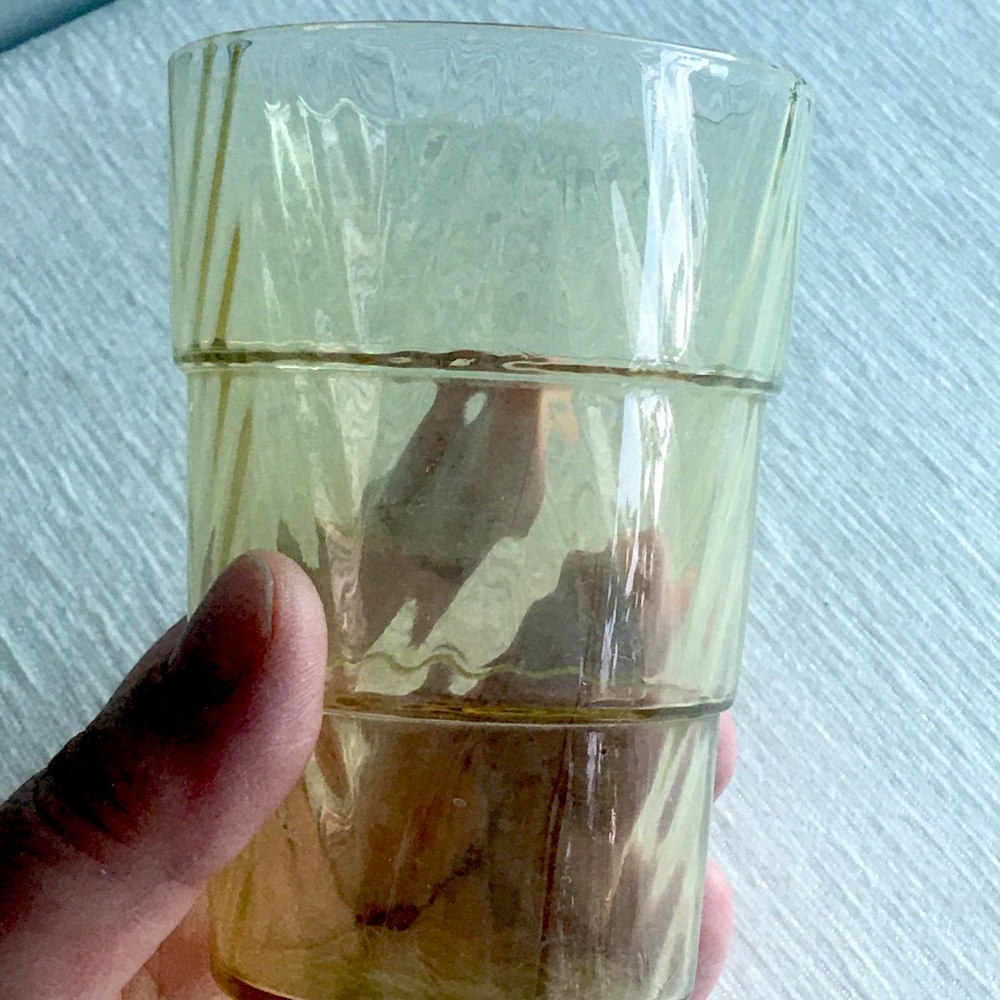 ANTIQUE amber tiered glass